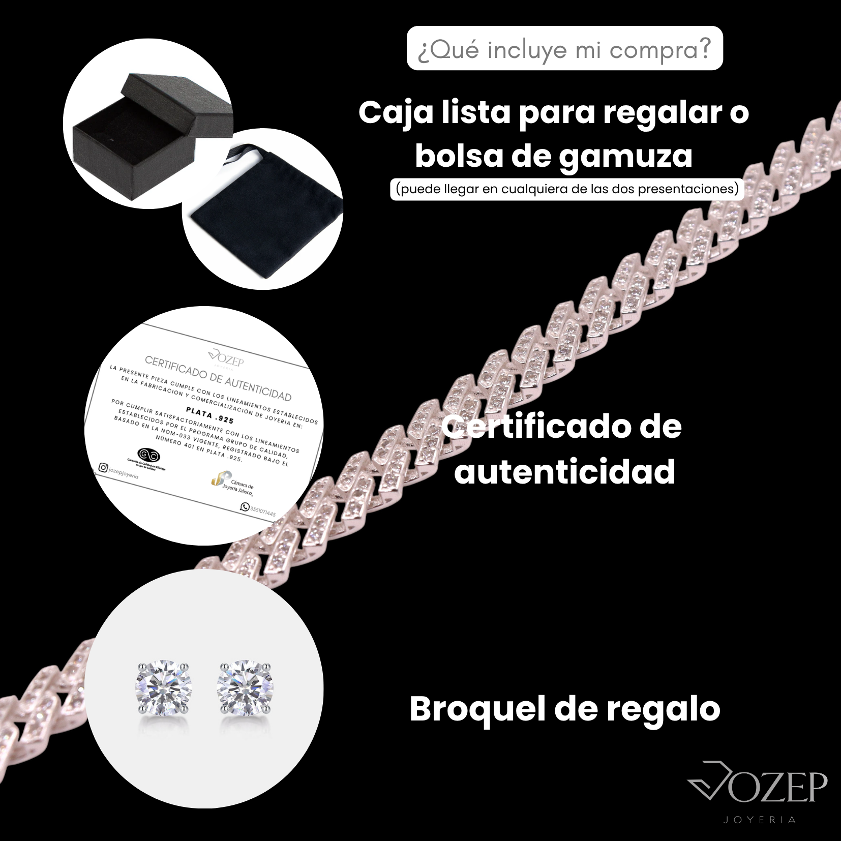 Pulsera Plata .925 Estilo Miami con Circonia Fina 19.5 cm