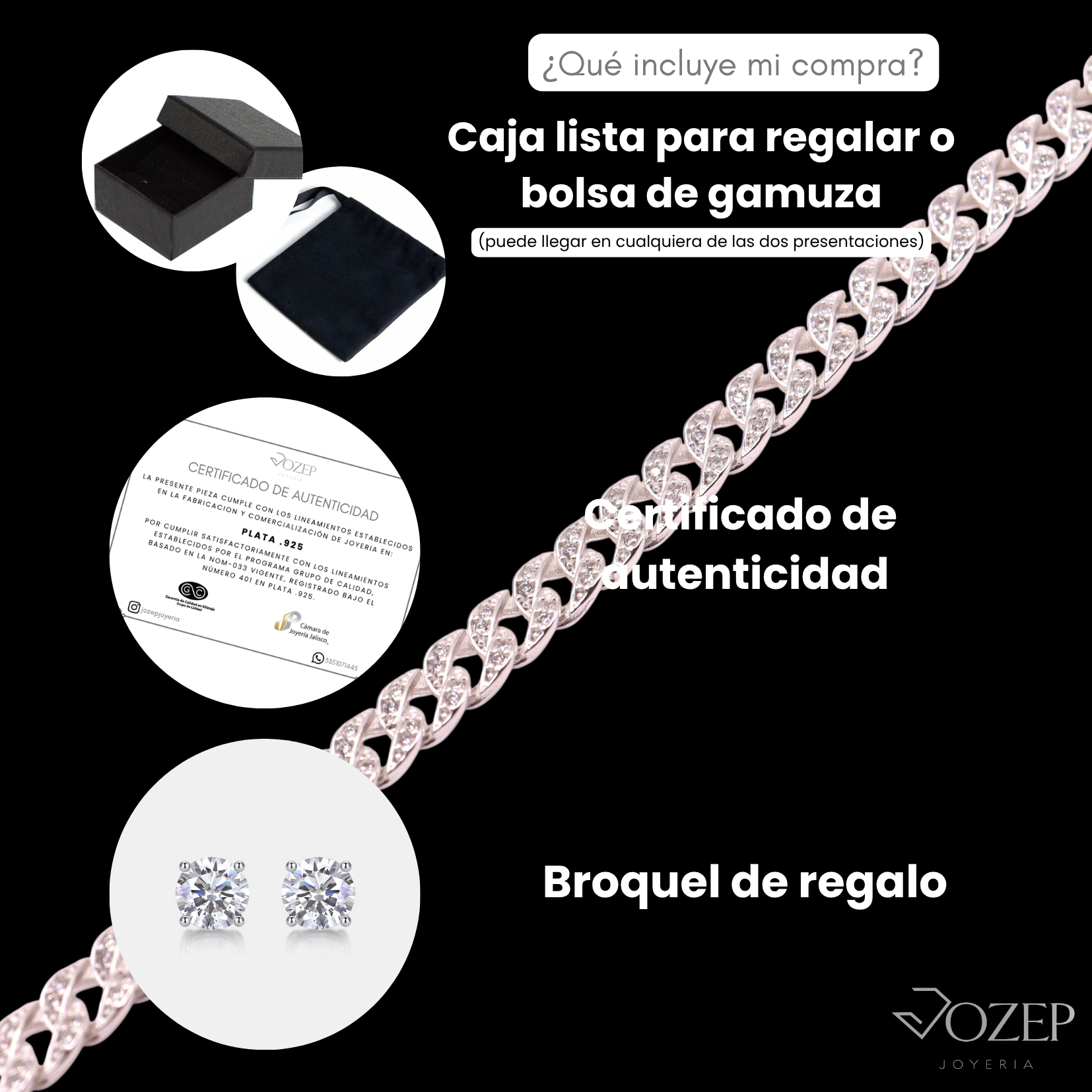 Pulsera Cubana Plata .925 con Zirconias 18 cm