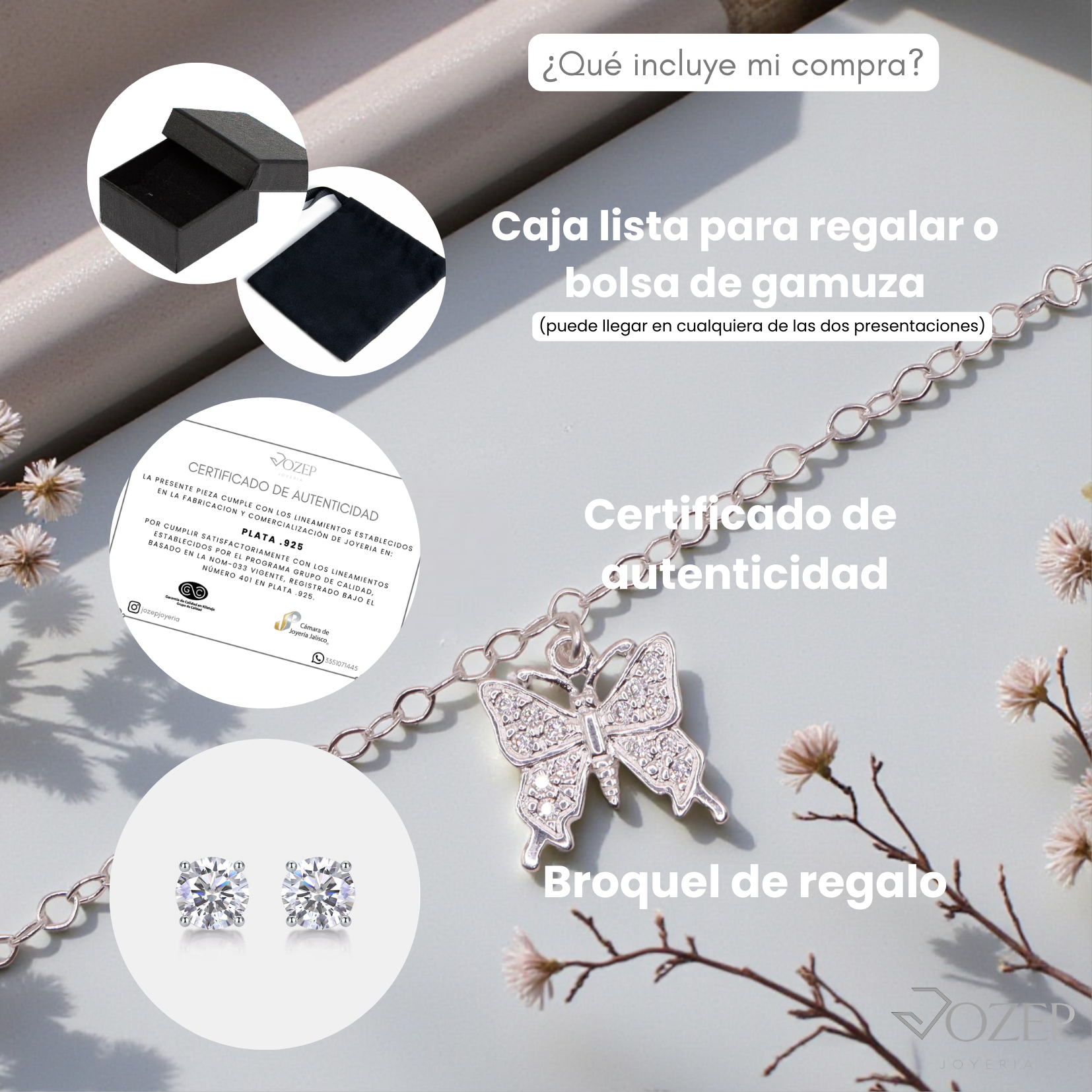 Pulsera Mariposa Grande Plata .925 18 cm Jozep Joyería