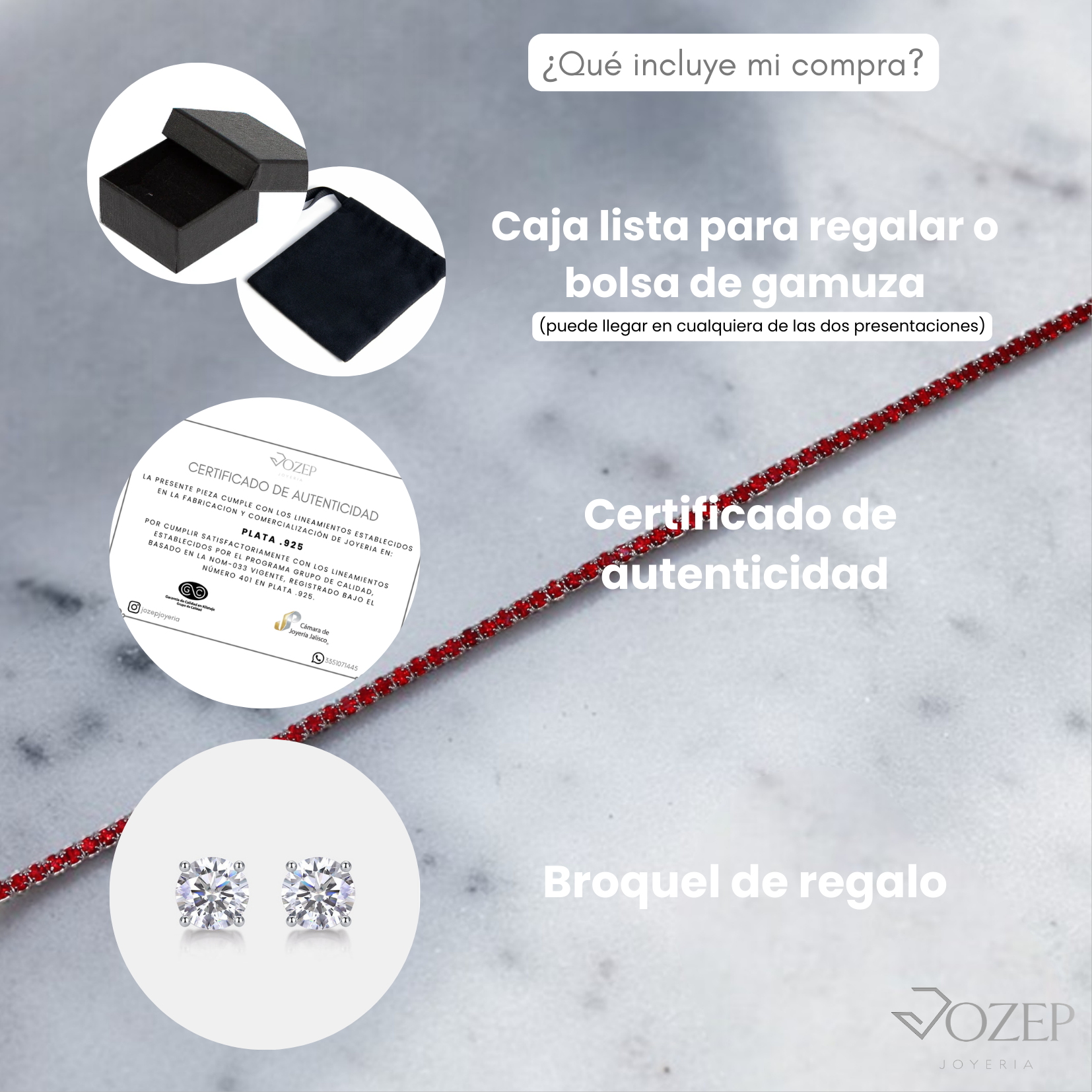 Pulsera tenis roja de plata .925 | Jozep Joyería