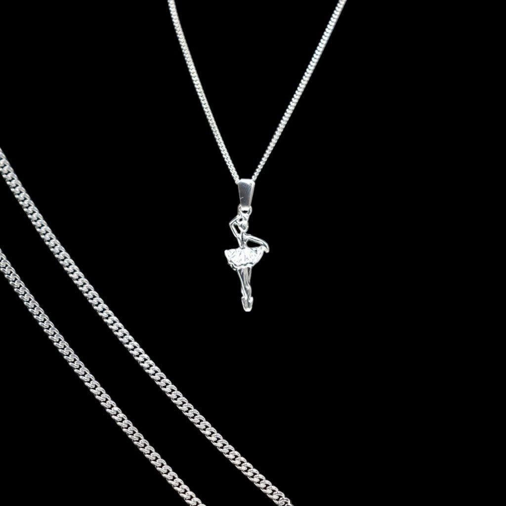 Dije De Bailarina Ballet + Cadena En Plata .925