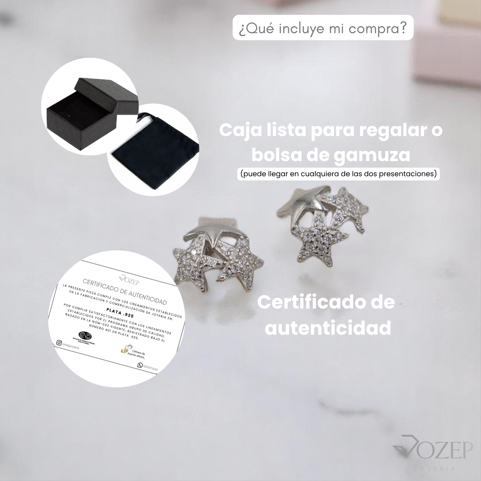 Broquel 3 Estrellas de Plata .925