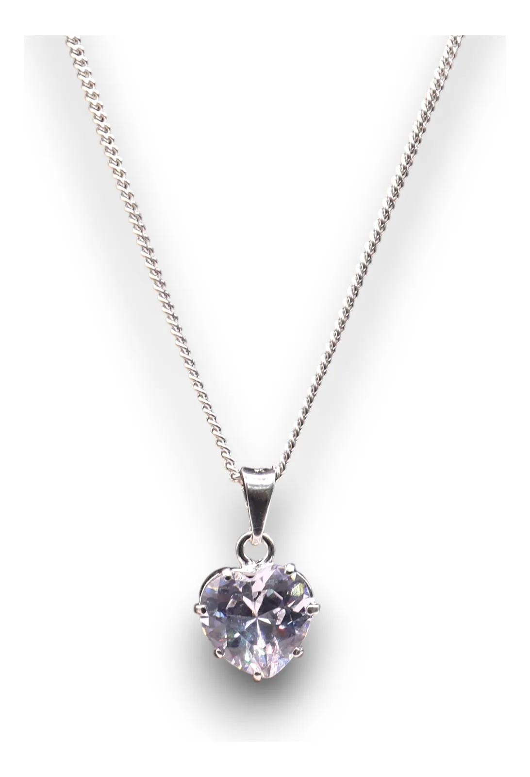 Dije Piedra Corazón Blanca En Plata .925