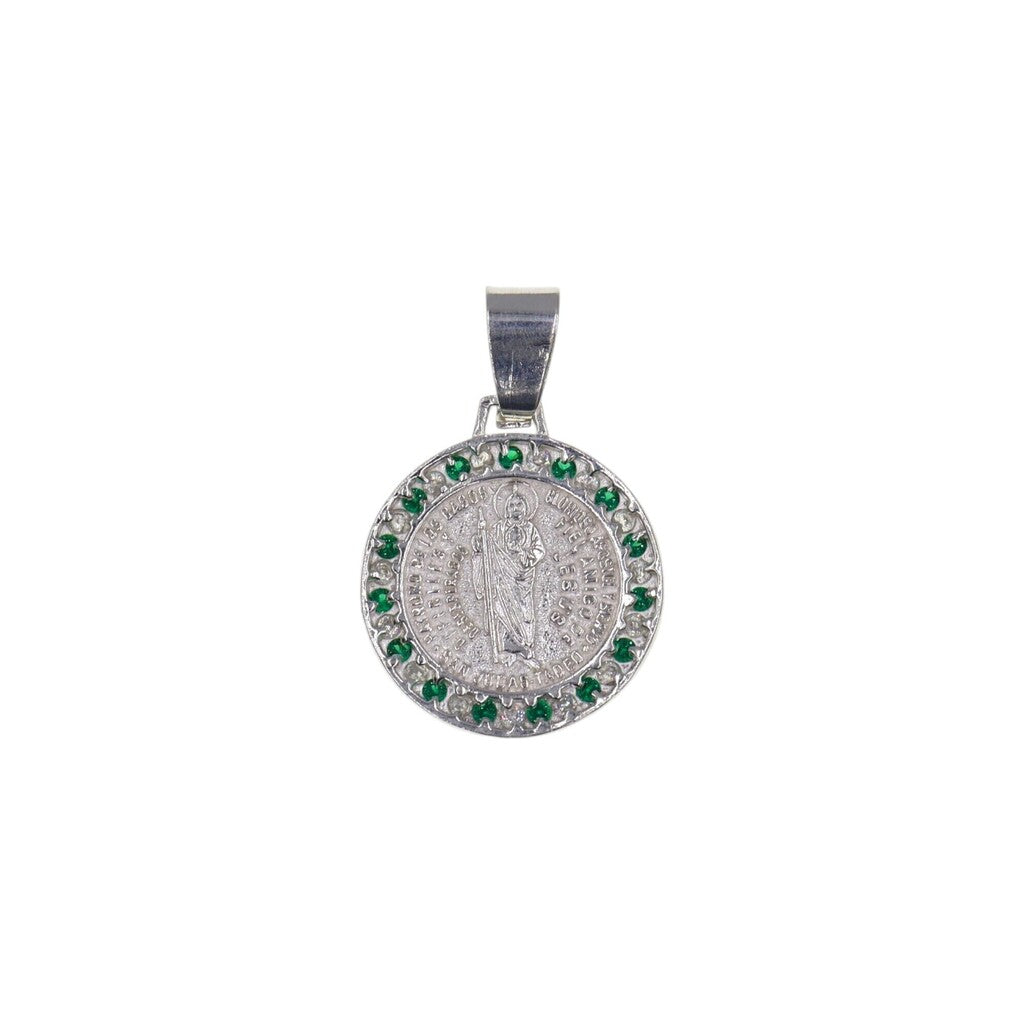 Medalla San Judas Tadeo Con Circonia + Cadena en Plata .925