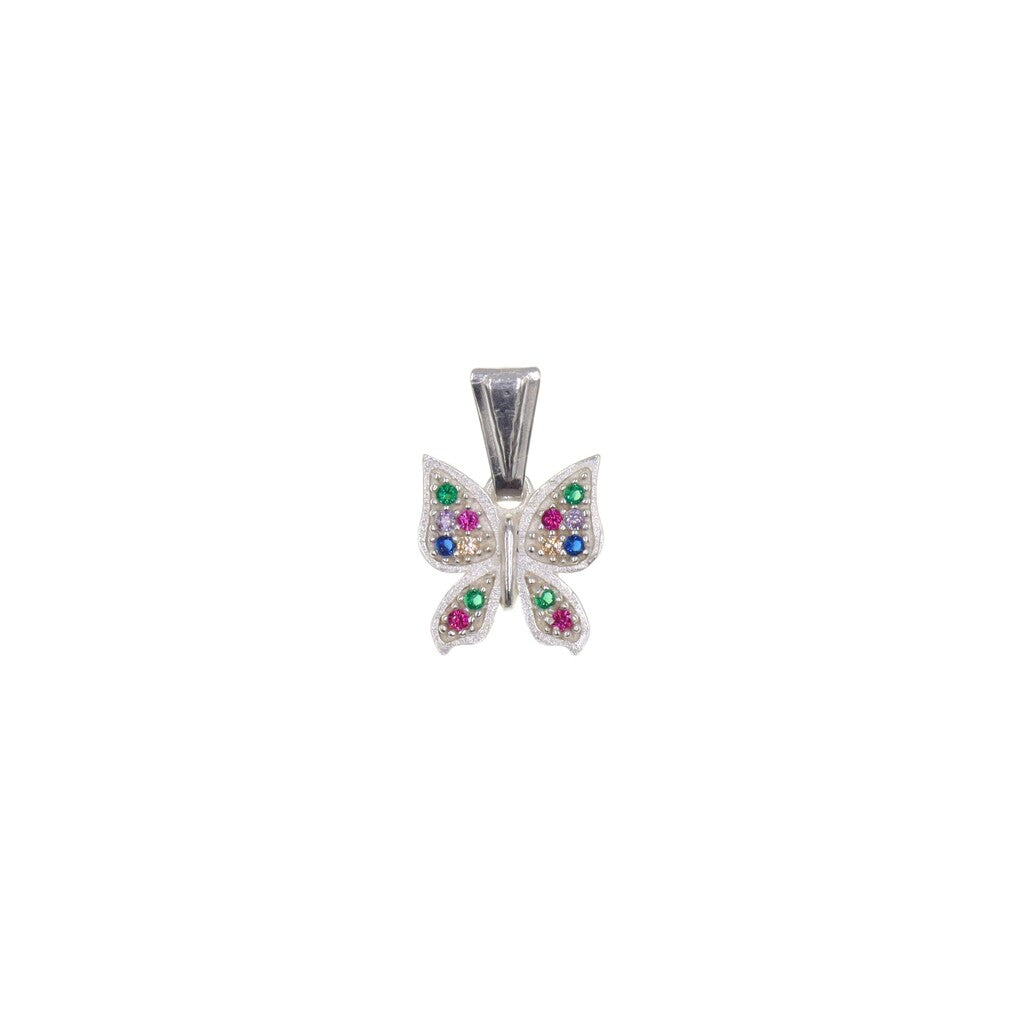 Dije Mariposa Multicolor + Cadena en Plata .925