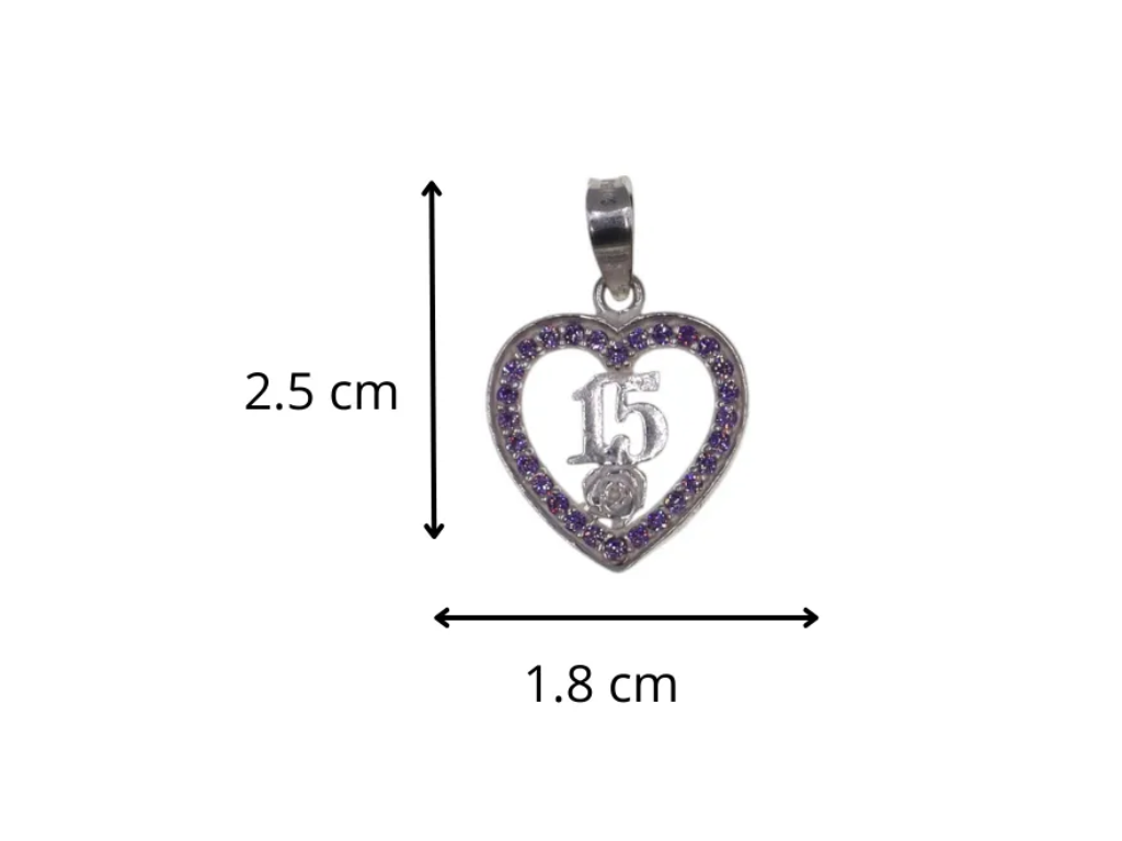 Dije 15 Años Con Circonias + Cadena en Plata .925