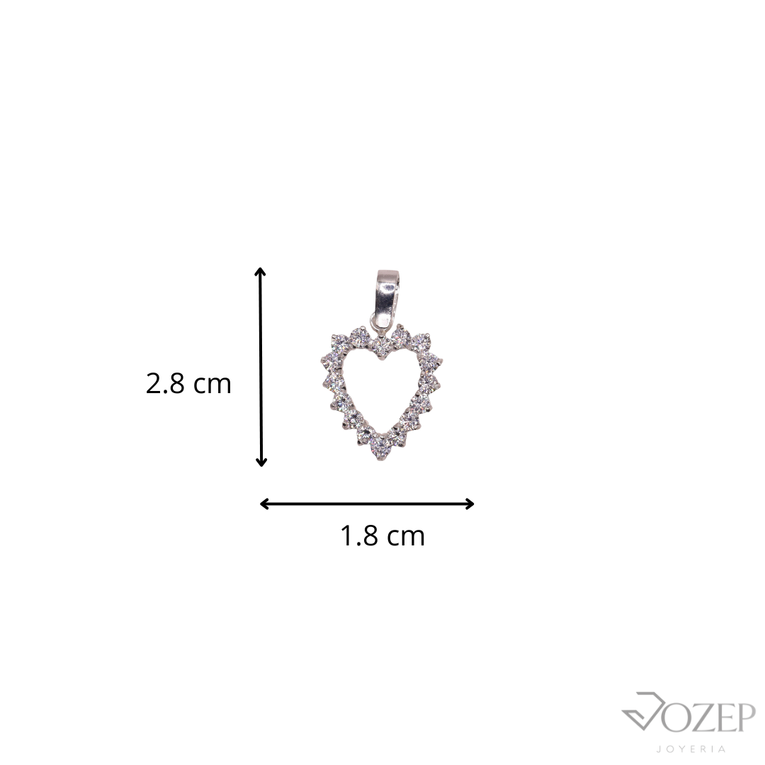 Dije Corazón Contorno Blanco En Plata .925