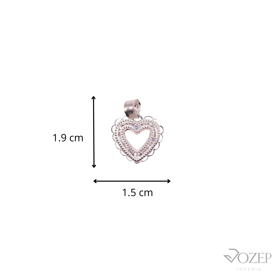 Dije Contorno Corazón Diseño Chico Plata .925