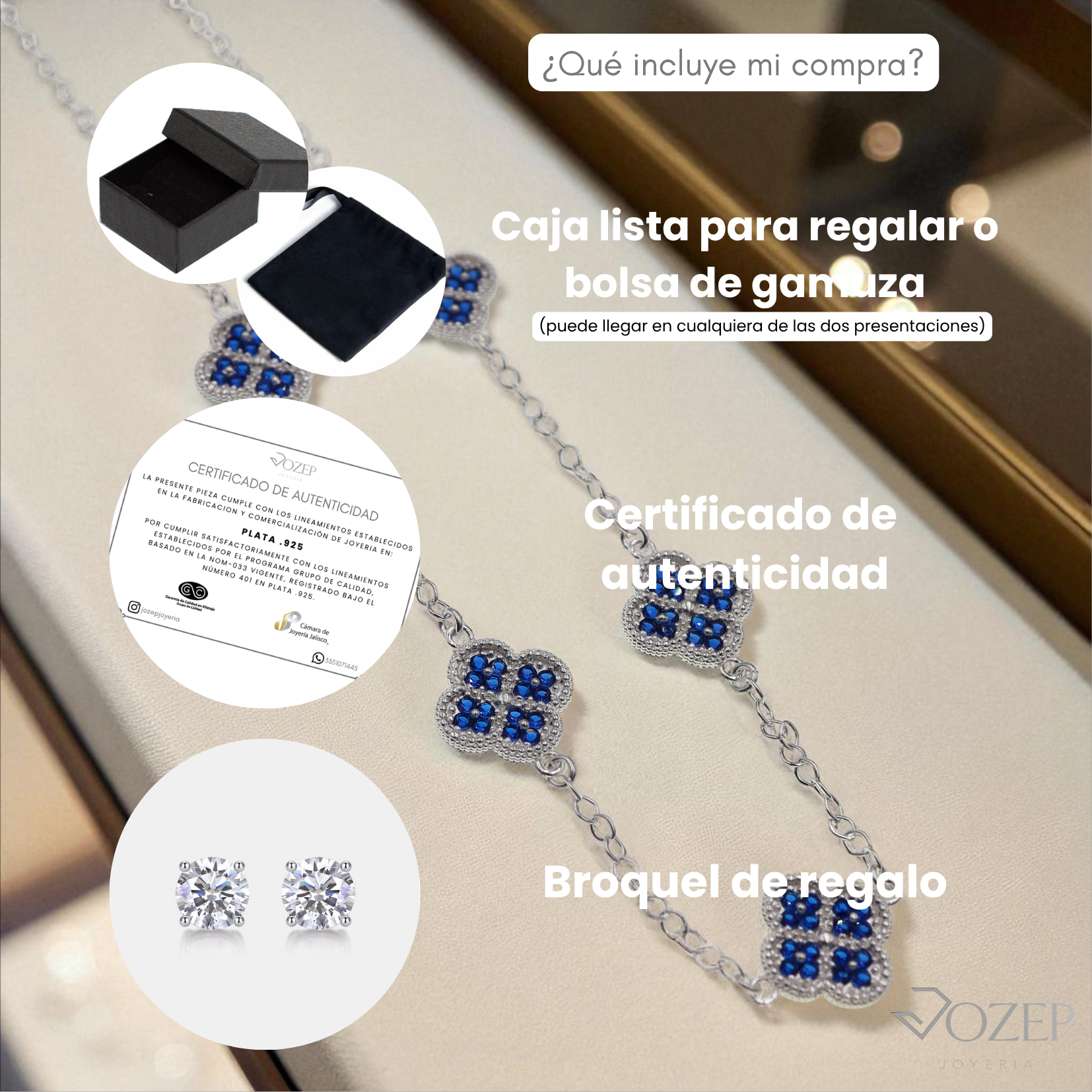 Cadena De Plata.925 Con Treboles Y Circonias