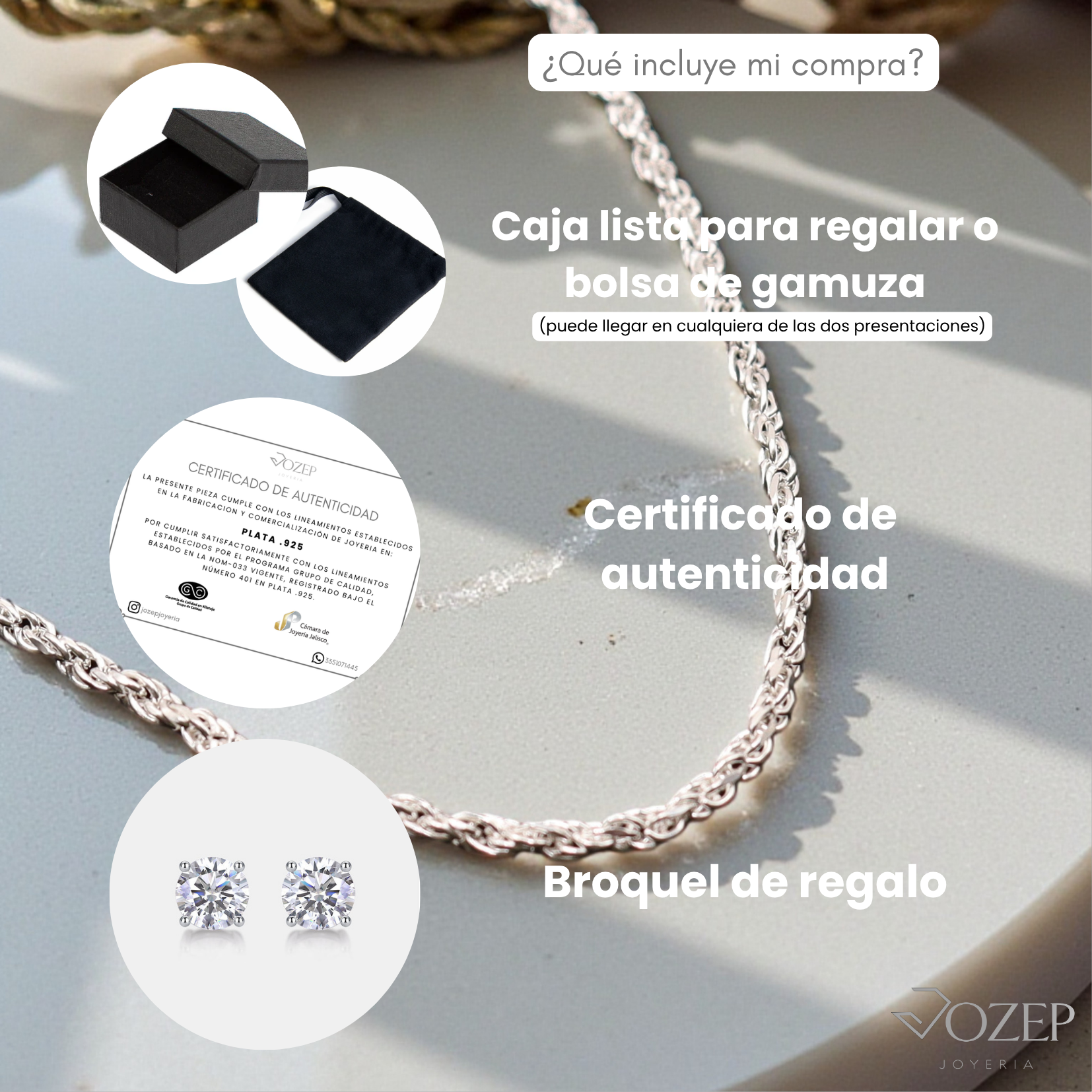 Cadena Torzal Plata 925  Jozep Joyería 50 y 70 cm