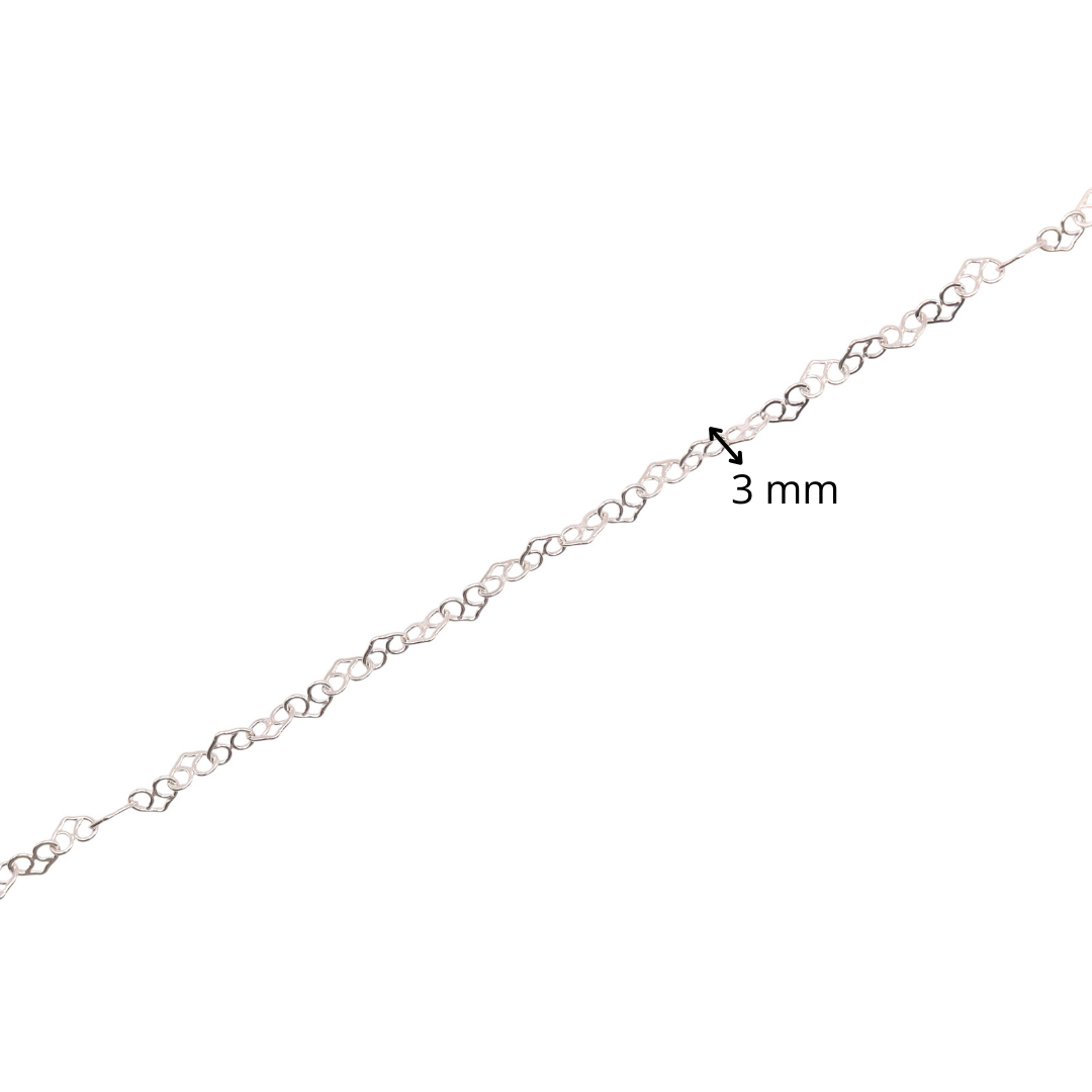 Pulsera De Corazones Plata .925  18 Cm