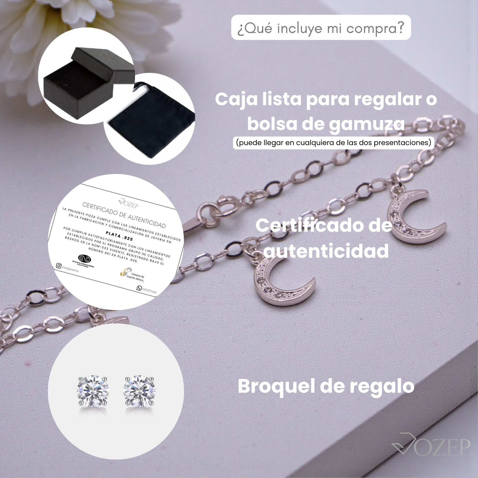Pulsera Tres Lunas Plata .925 19 cm Jozep Joyería