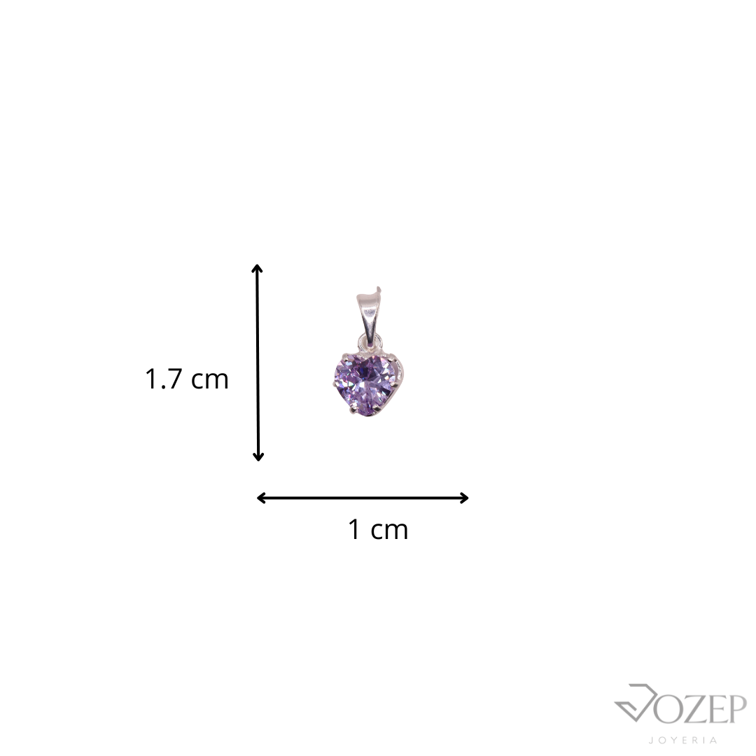 Dije Corazón Mediano Morado Plata .925
