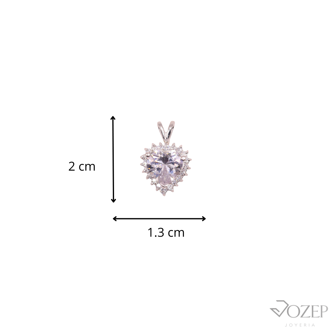 Dije Corazón Con Piedra Blanca En Plata .925