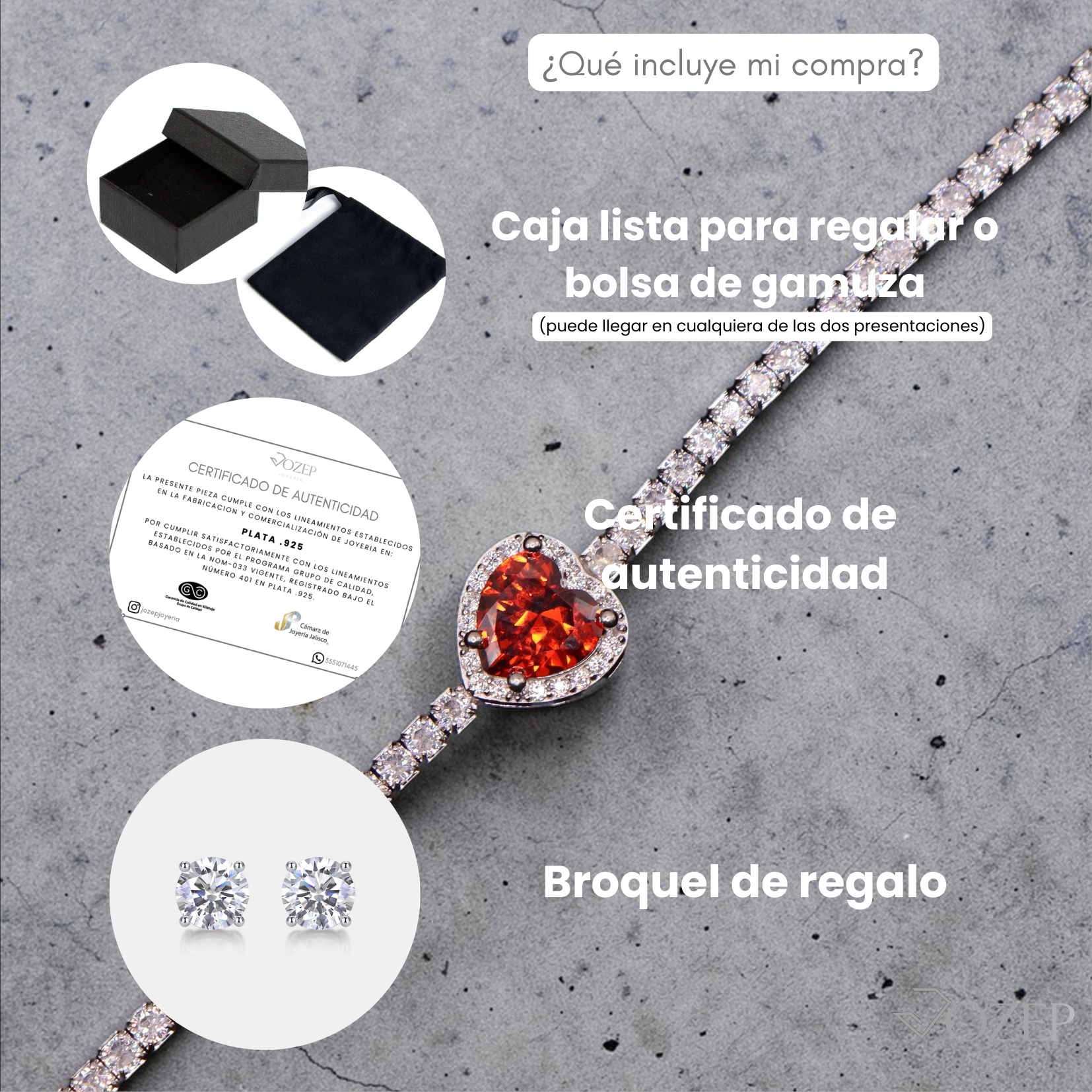 Pulsera Corazón Rojo de plata .925 | Jozep Joyería