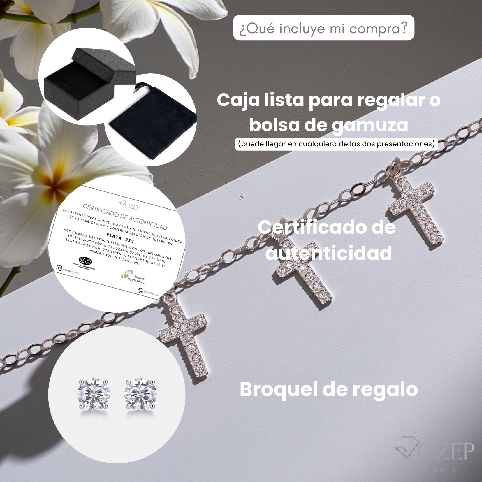 Pulsera Tres Cruces Plata .925 18.5 cm Jozep Joyería