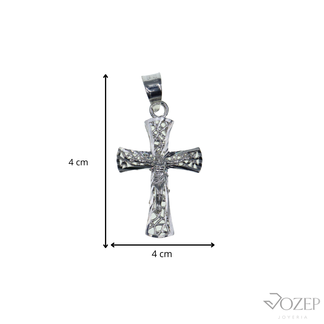 Dije Cruz Calada + Cadena Plata .925
