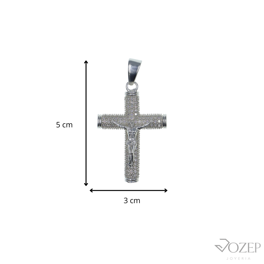 Dije Cruz Circonia + Cadena Plata .925