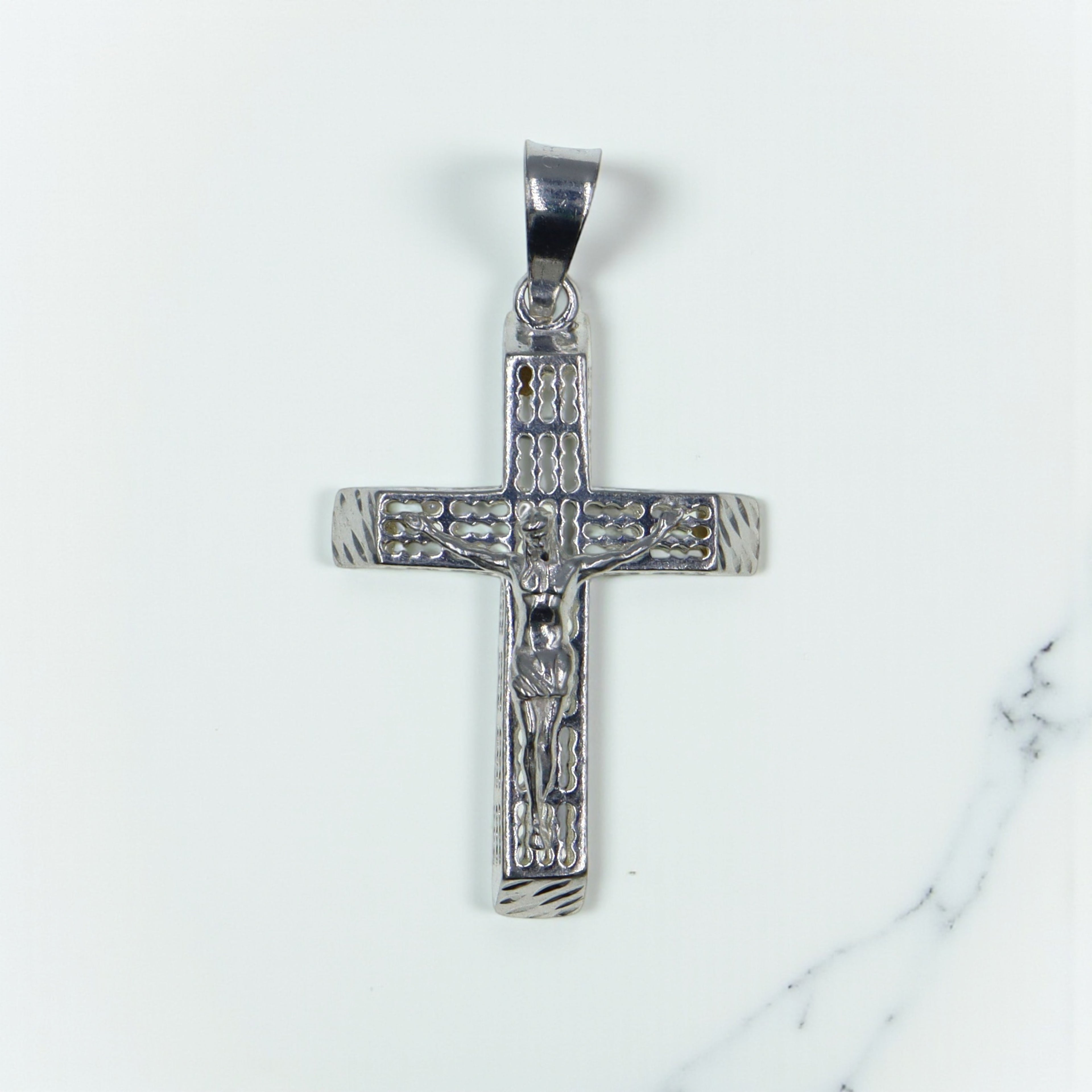 Dije De Cruz Rejada Con Cristo + Cadena Plata .925