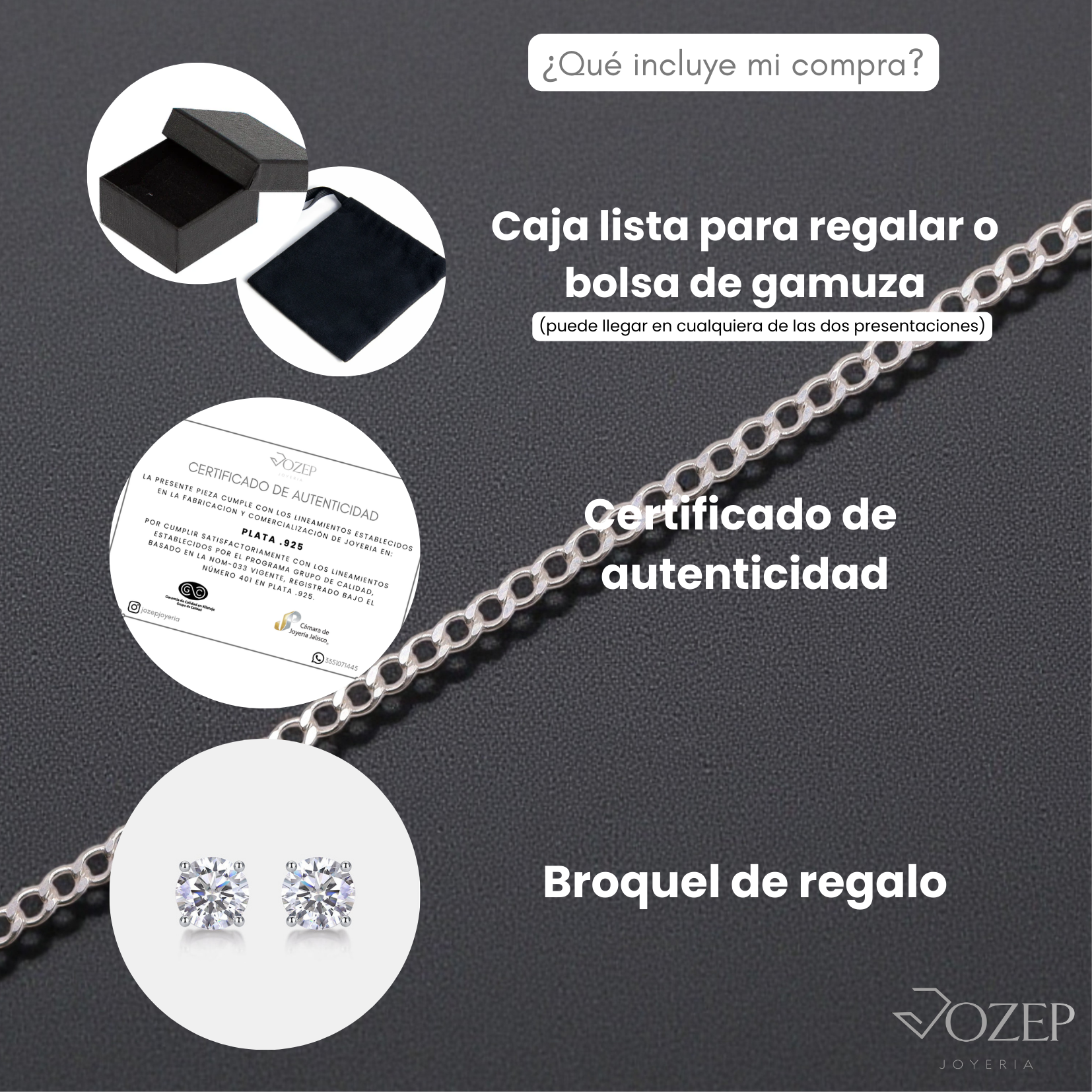 Pulsera Cubana Plata .925 | Jozep Joyería Plateado 17.5 Cm