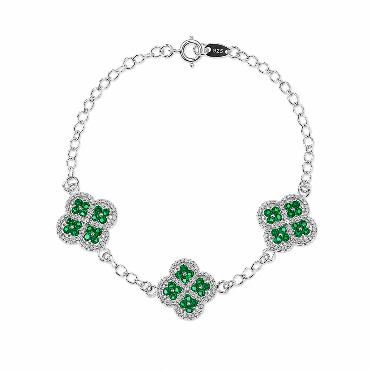 Pulso De Plata .925 Estilo Trebol Grande