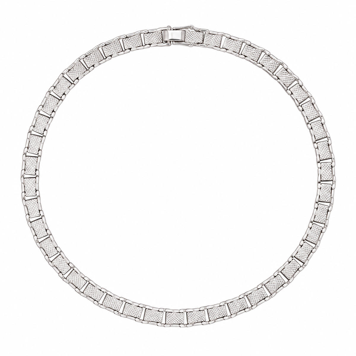 Pulso De Plata .925 Estilo Eslabon Cuadrado 19.5 cm