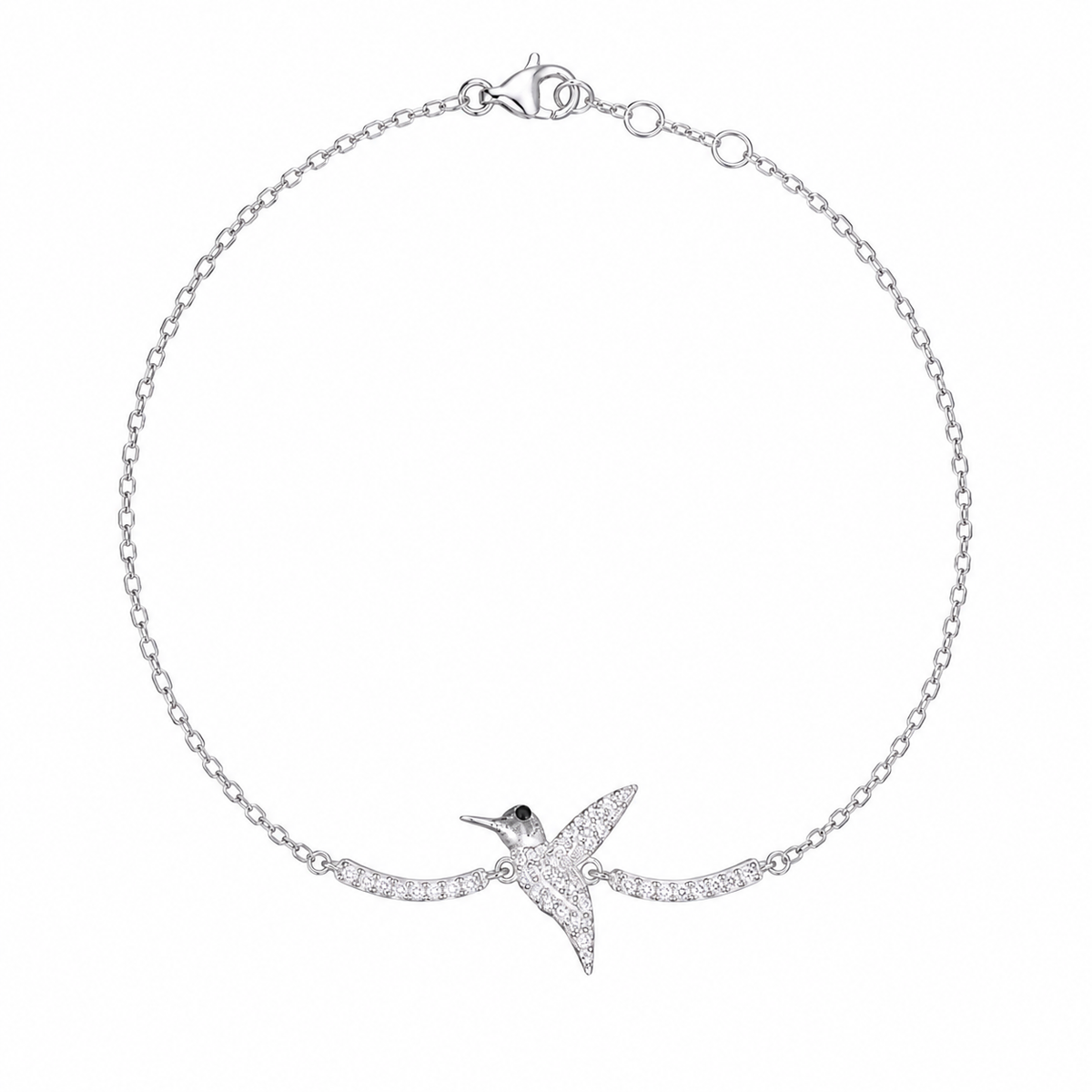 Pulso De Plata .925 De Colibri Con Circonias