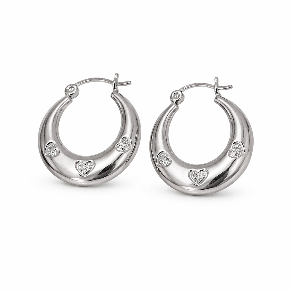 Arracadas De Corazones de Plata .925