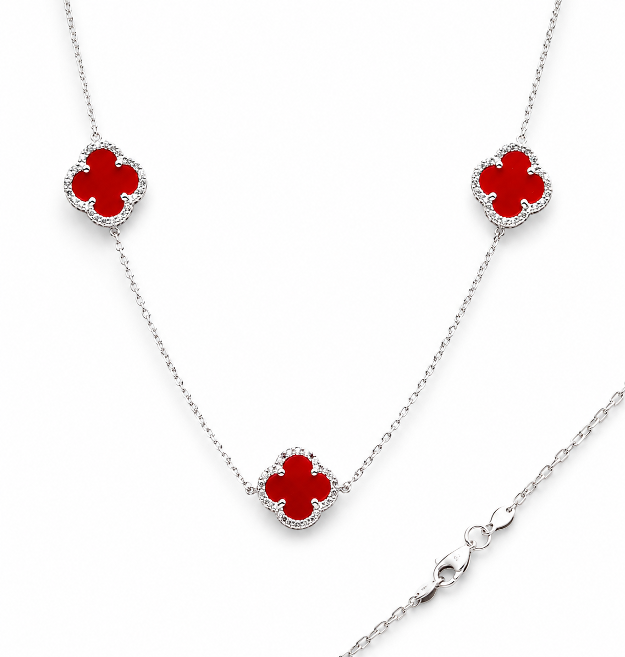 Collar Trébol de Plata .925 con zirconias