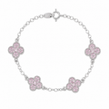Pulsera Plata 925 Trebol Rosa 18 Cm | Jozep Joyería