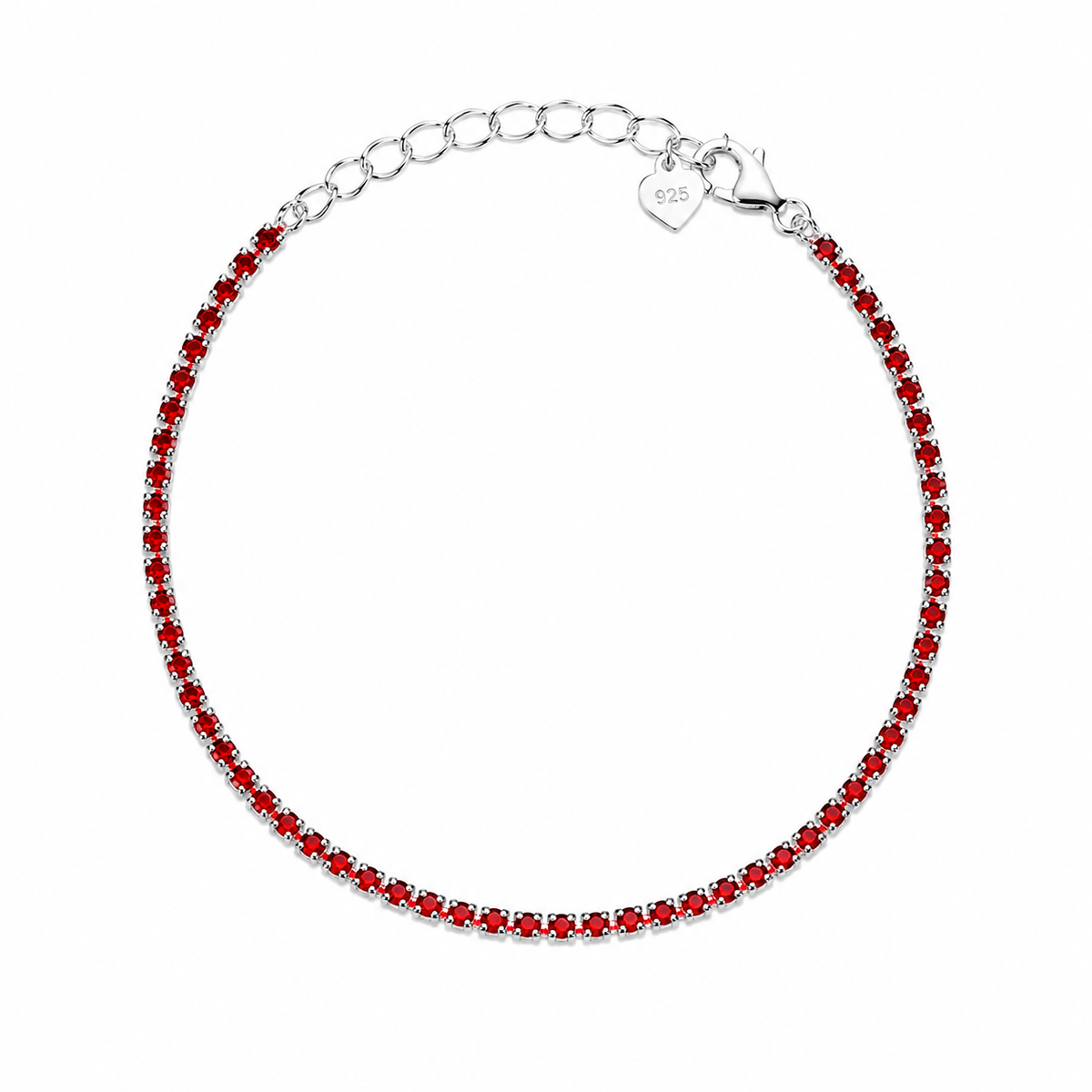 Pulsera tenis roja de plata .925 | Jozep Joyería