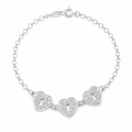 Pulsera Tres Corazones Candado Plata .925 19 cm Jozep Joyería