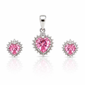 Juego Corazón Rosa (Dije y Aretes)