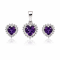 Juego Corazón Morado (Dije y Aretes)