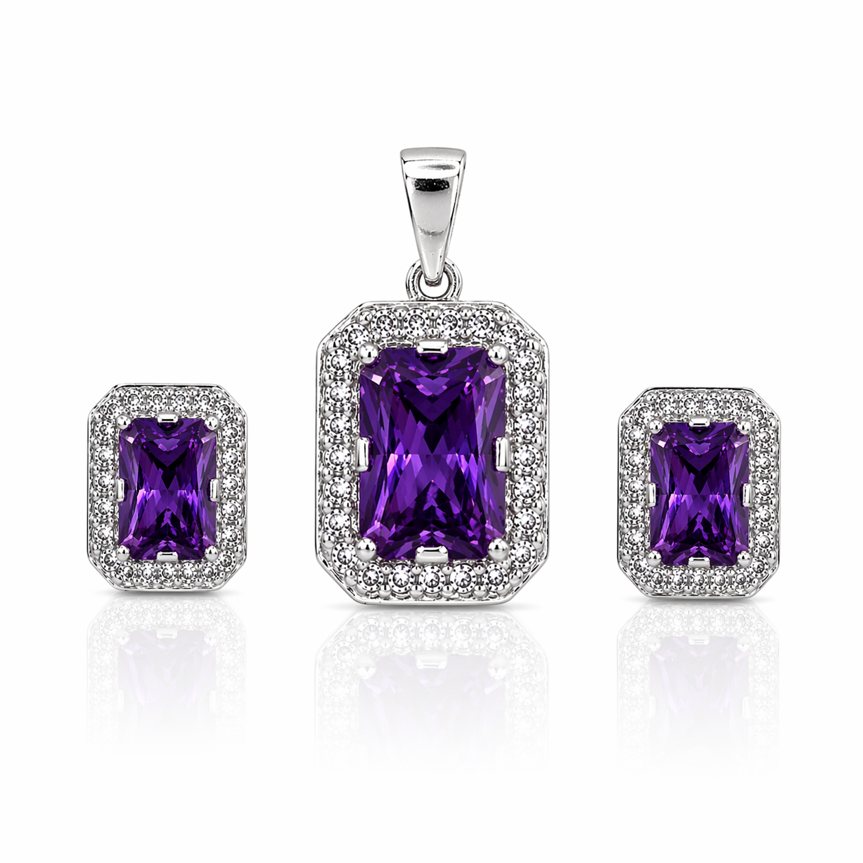 Juego Cuadro Morado (Dije y Aretes)