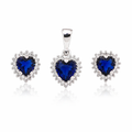 Juego Corazón Azul (Dije y Aretes)
