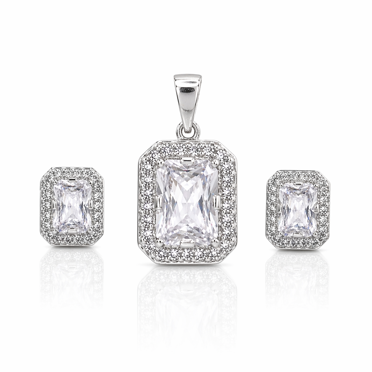 Juego Cuadro Blanco (Dije y aretes)