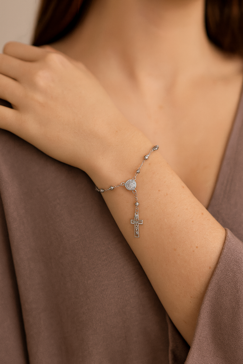 Pulso De Plata 925 Estilo Misterio Religioso