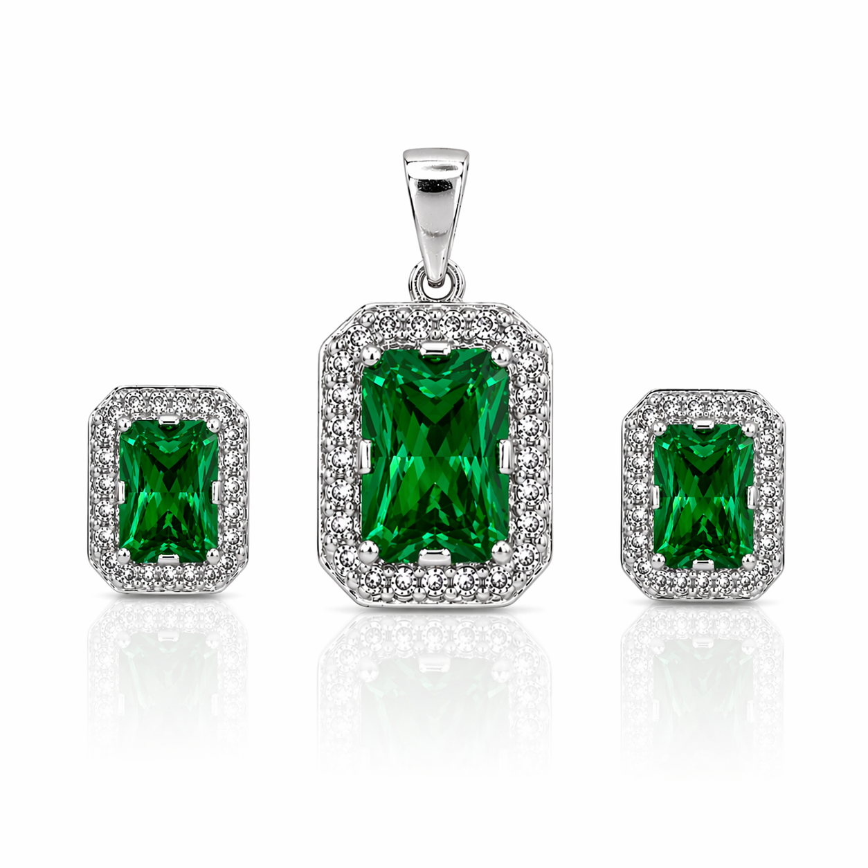 Juego Cuadro Verde (Dije y Aretes)