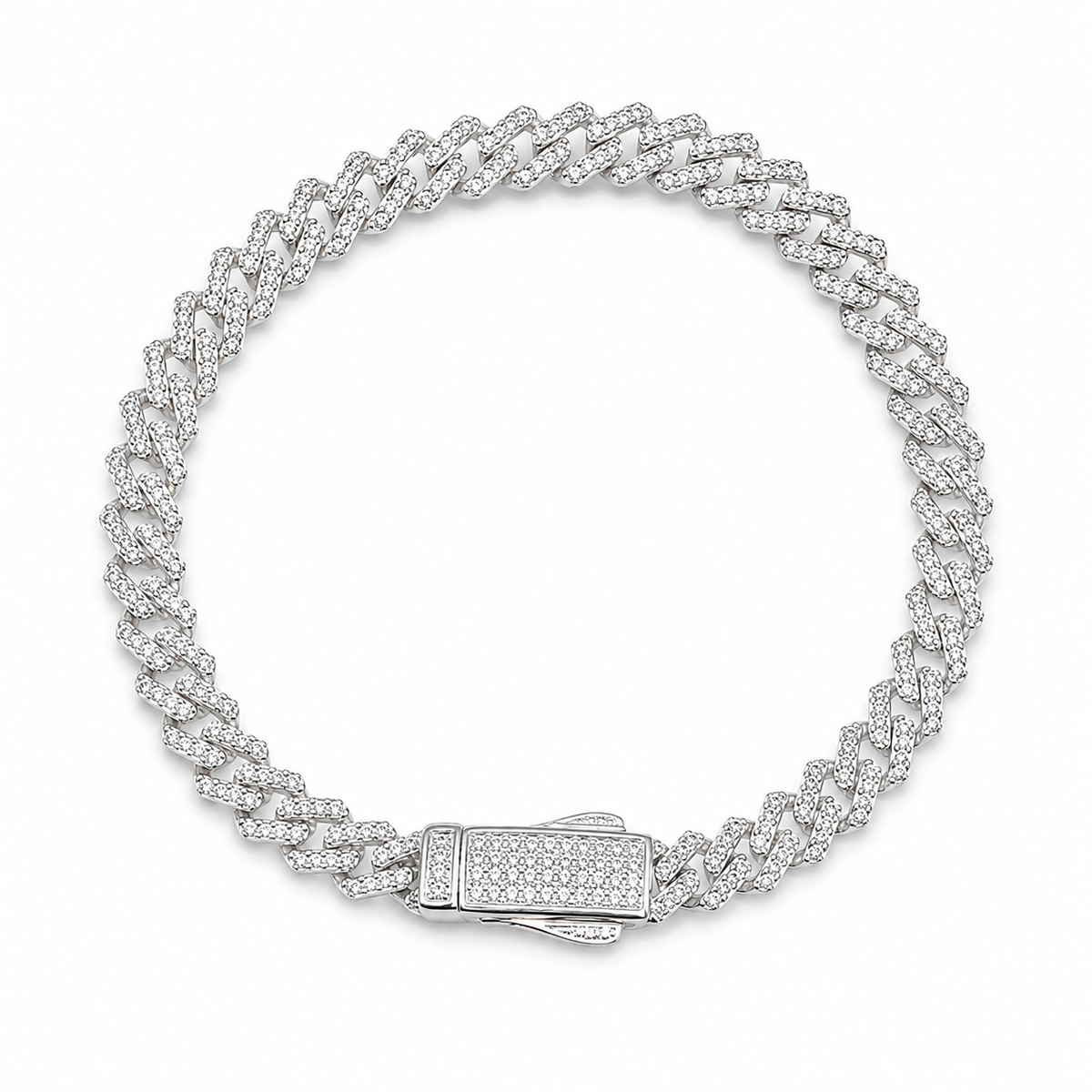 Pulsera Cubana Plata .925 con Zirconias 18 cm