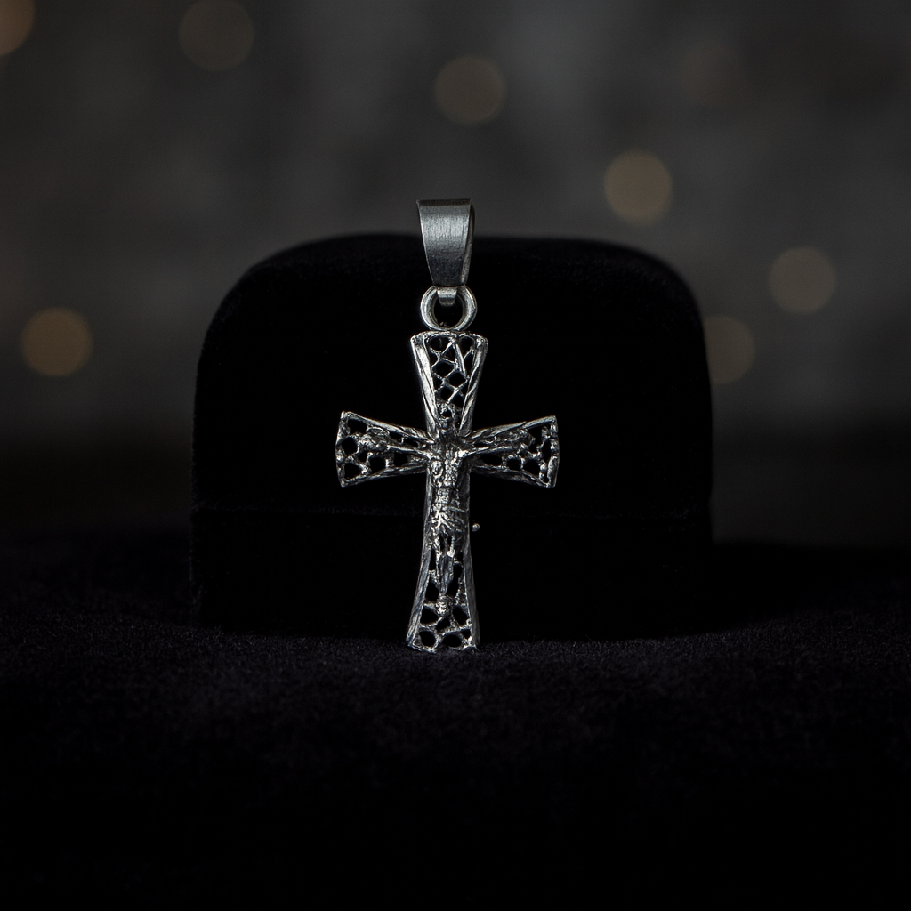 Dije Cruz Calada + Cadena Plata .925
