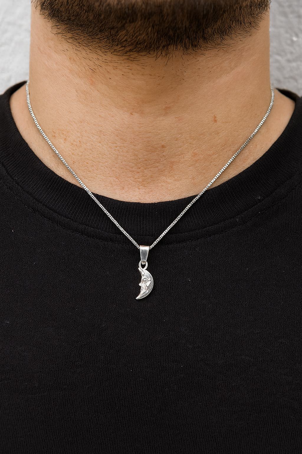 Dije De Luna + Cadena En Plata .925