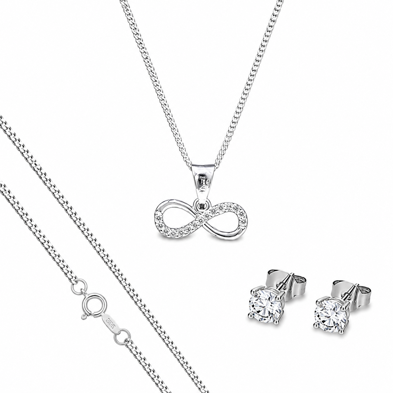 Dije Infinito + Cadena En Plata 925