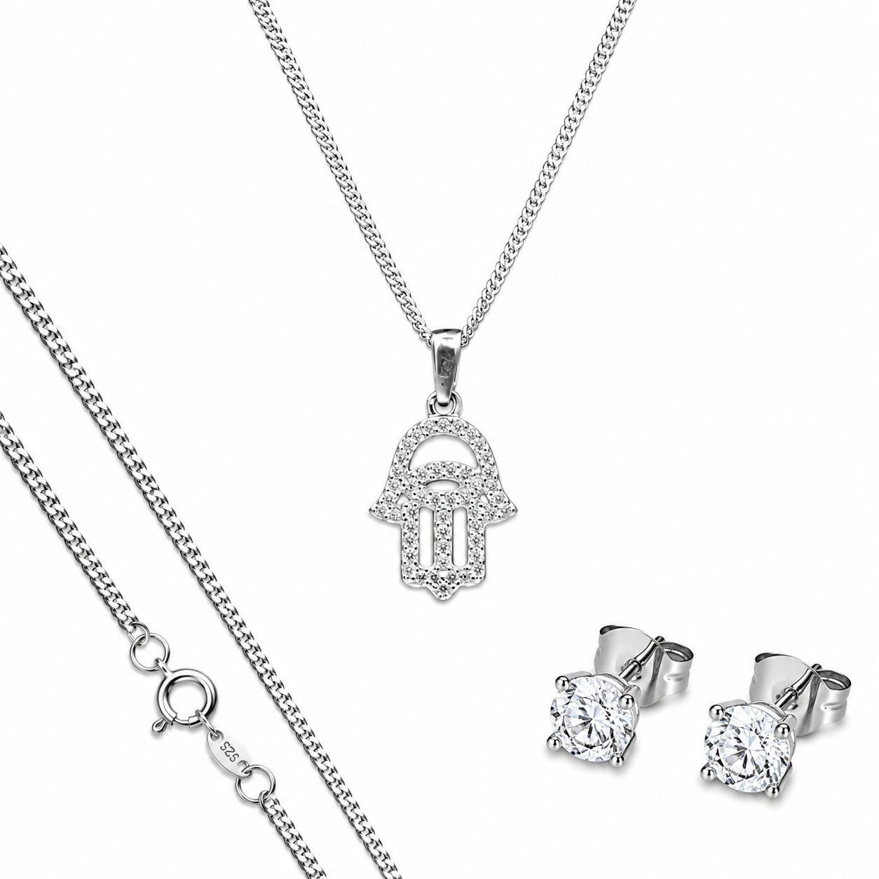 Dije Mano De Fatima + Cadena En Plata .925