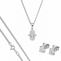 Dije Mano De Fatima Mini + Cadena En Plata .925