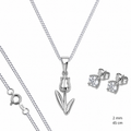 Dije De Tulipan + Cadena En Plata .925