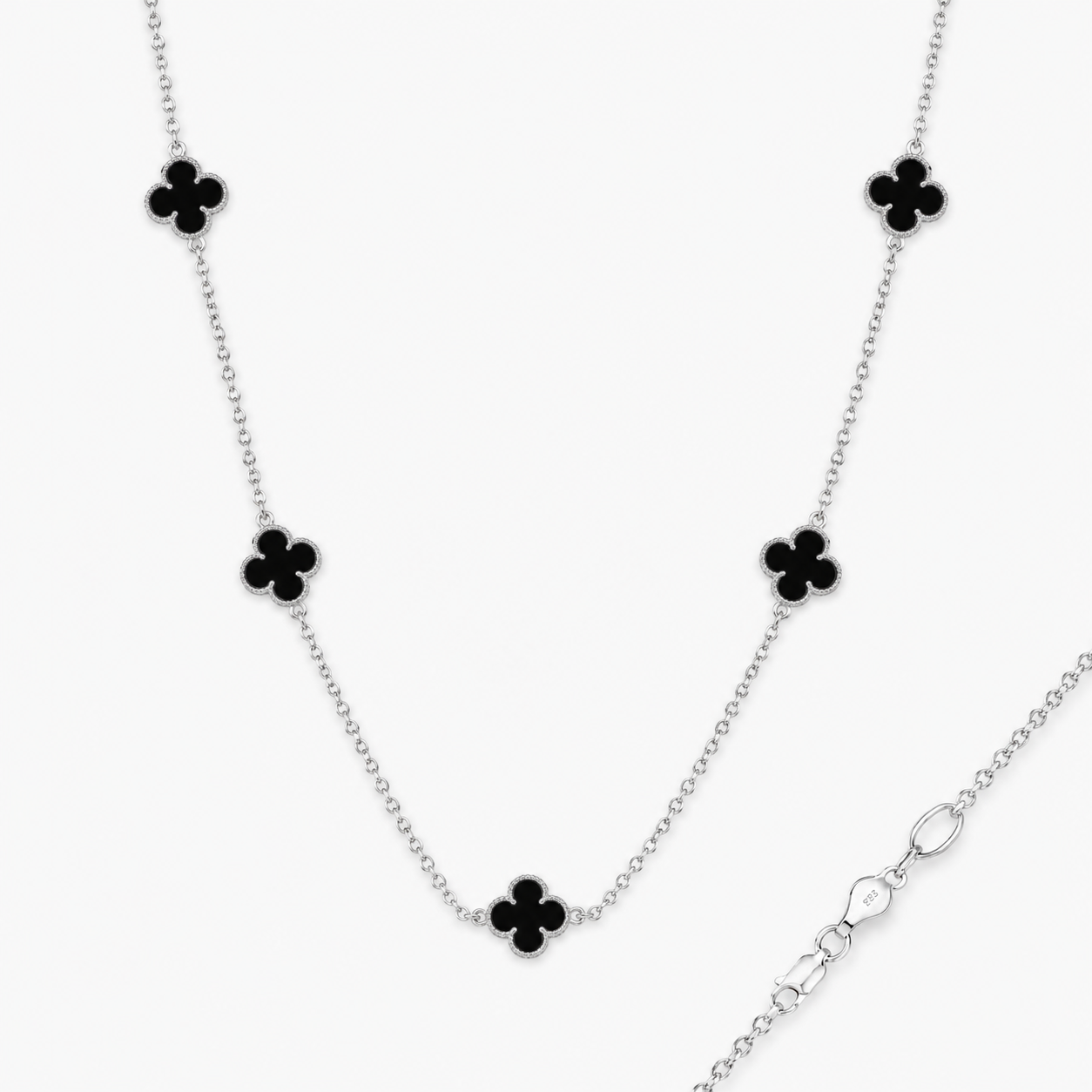Cadena De Plata .925 Trebol 60 cm