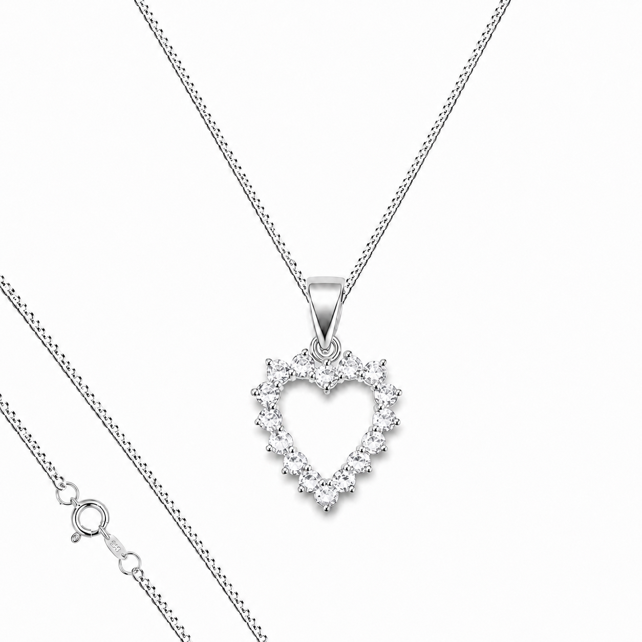 Dije Corazón Contorno Blanco