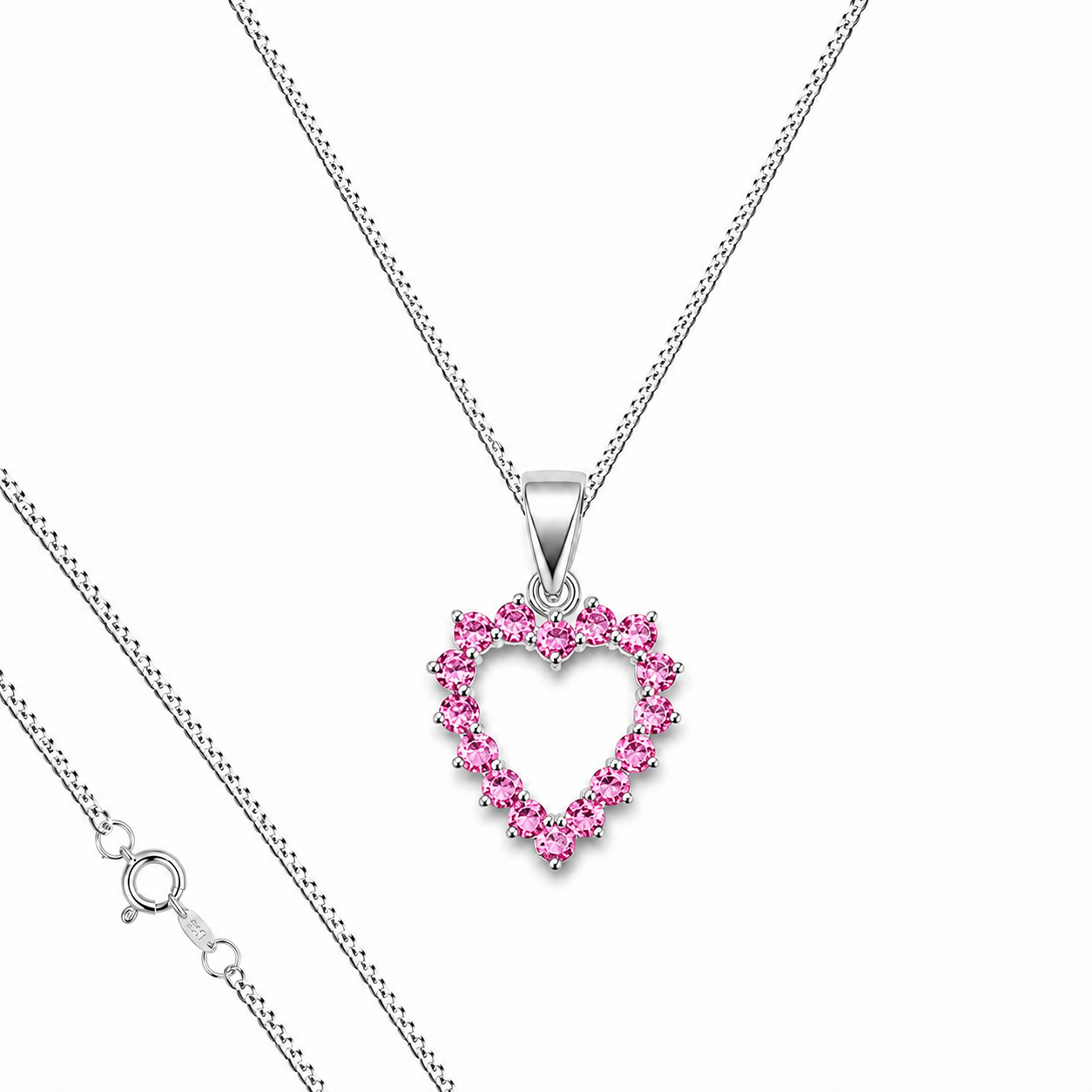Dije Corazón Contorno Rosa