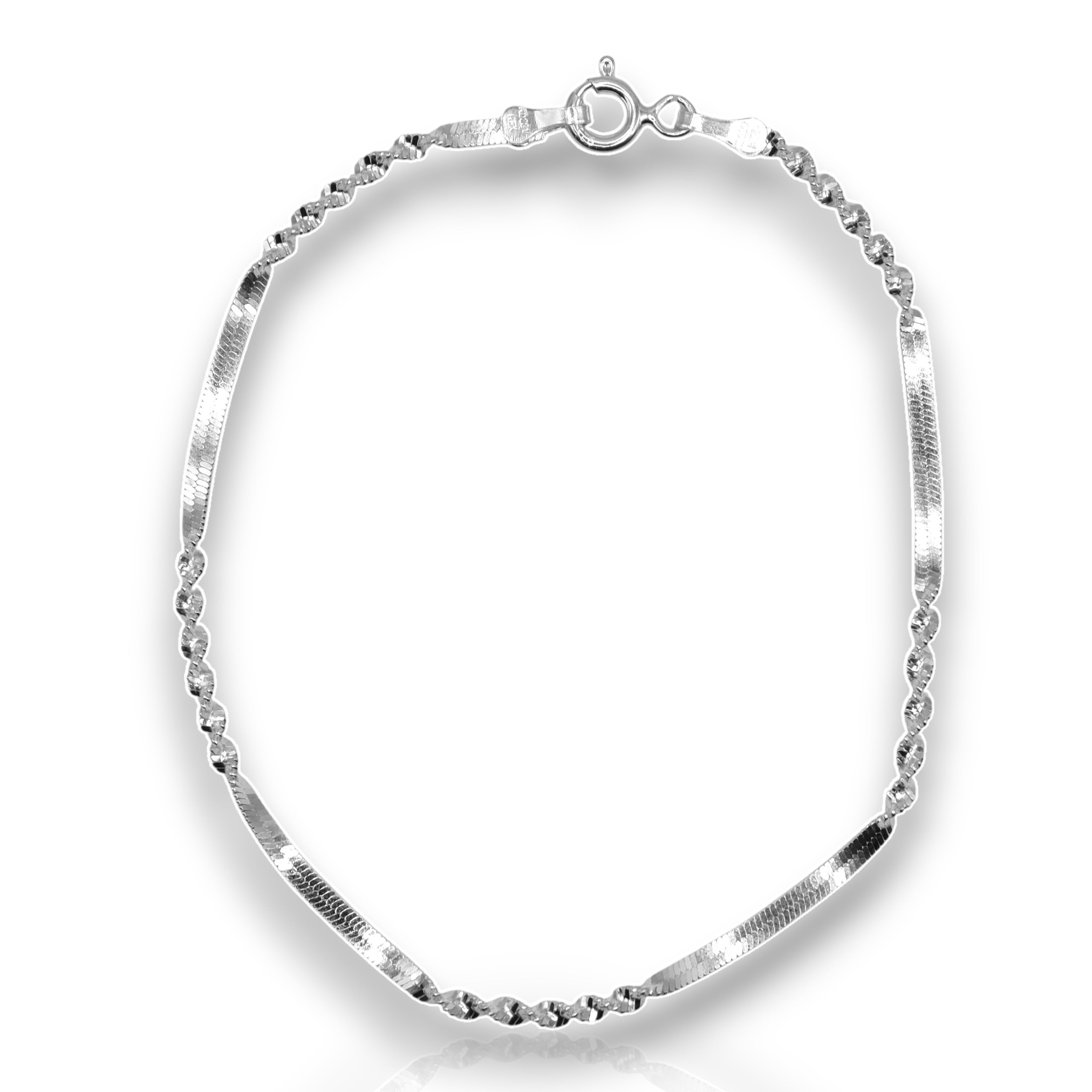 Pulsera Singapur Líneas En Plata .925 |  18 Cm